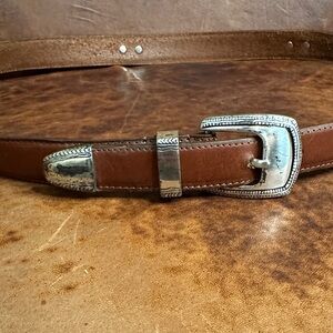 PGA Tour Brown Leather Belt with Silver Accents Size 38